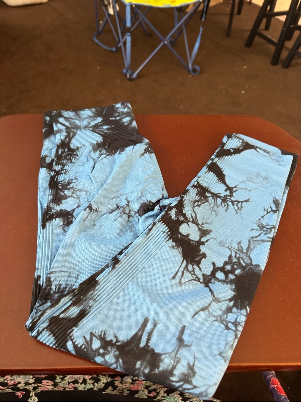 Blue and Black Tie-Dye Leggings